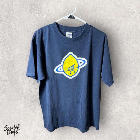 VTG Popmart U2 T-Shirt Large Blue Graphic Tee Band Merch Retro Concert Apparel - Picture 1 of 5